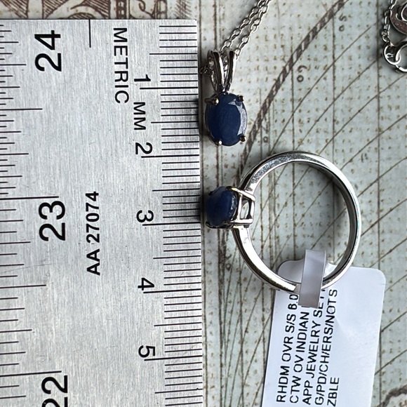 Dainty Natural Blue Sapphires in Sterling Silver Ring & Necklace ✨SOLD✨ - Picture 6 of 8